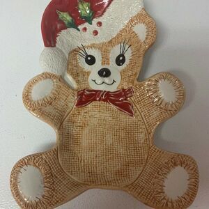 Ceramiche Leonardo 7127 Italy Christmas Bear Dish